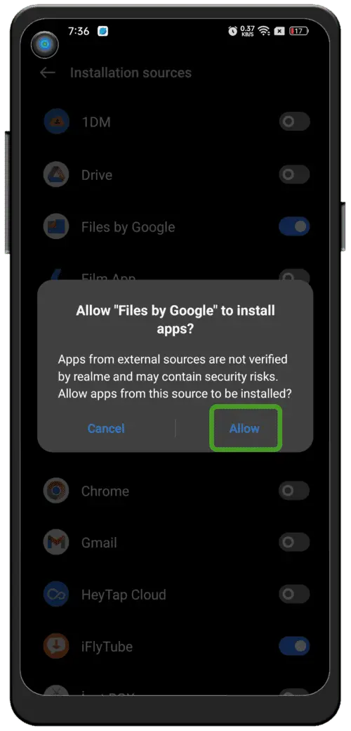 I-enable ang unknown sources